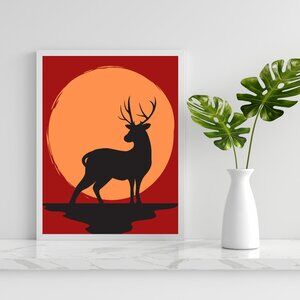 Minimalistic Deer Art Print Wall Decor 8"x10"